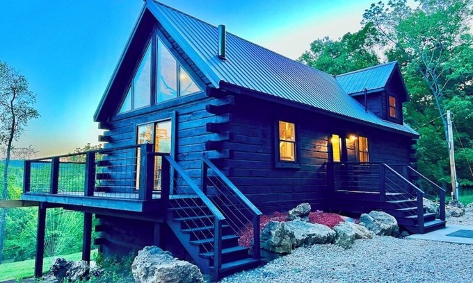 Harpers Ferry Cabin | Black Bear A-Frame Waterfront Log Cabin with Hot Tub Jacuzzi