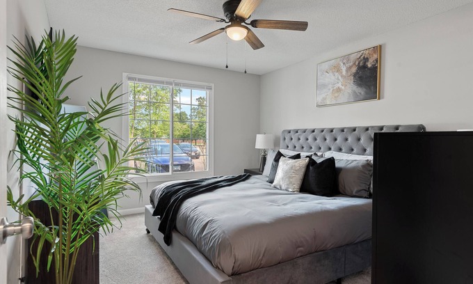 Springfield Apartment | Brand New! Modern 1BD,1BA Hidden Gem w/King Bed, Patio, Fast WiFi & Free Parking