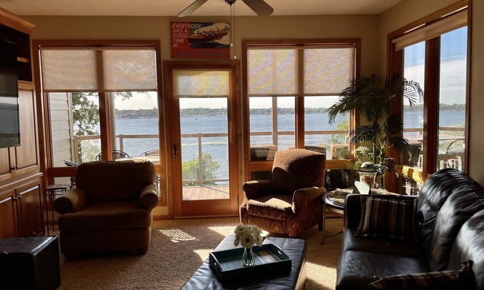 Arnolds Park Condo | Bridges Bay Resort LAKEFRONT condo Great Sunsets+Private Deck+ Family Fun!