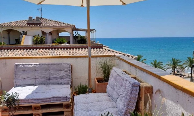 Calafell Apartment | Calafell Beachfront Escape. Spacious Attic with Rooftop Terrace and Pool.