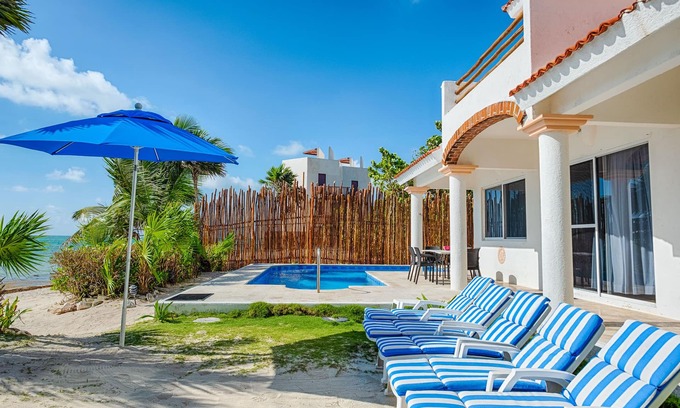 Soliman Bay Villa | Caribbean classic beachfront villa, beautiful pool, AC and WiFi!