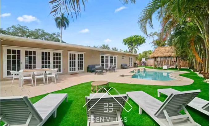 North Miami Beach Villa | Casa Amazonia Pool Tiki Hut Volleyball Beach