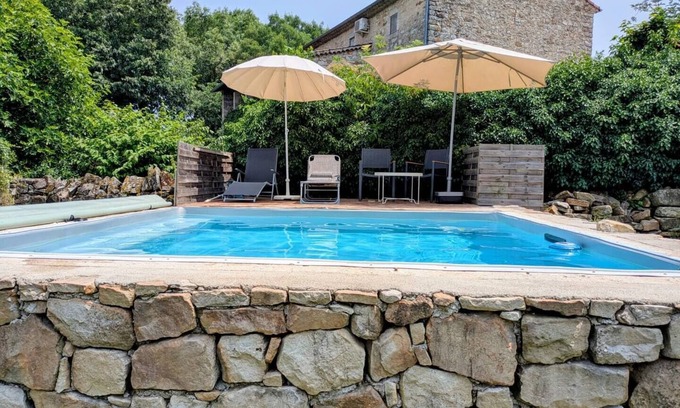 Lablachere Apartment | Charming 1 bedroom apartment in stone house with swimming pool, air conditioning
