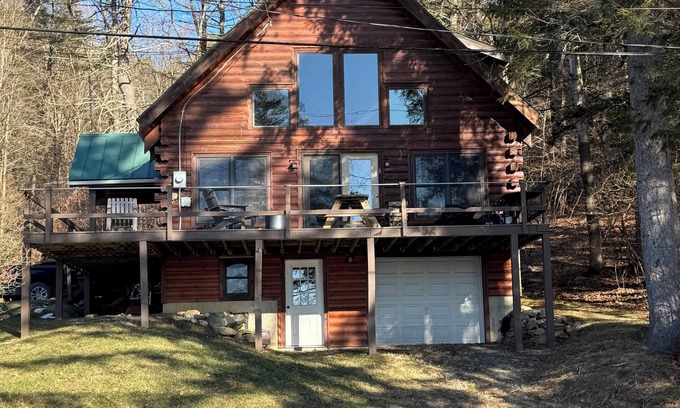Fair Haven Ski Chalet | Charming 3-bedroom + loft log cabin at Lake Bomoseen in Castleton, VT. Sleeps 12