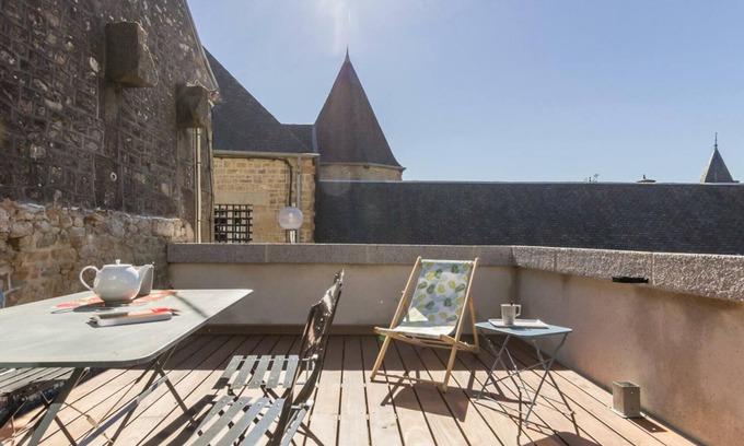 Avranches Apartment | Charming Duplex Loft in Historic Avranches with Private Terrace