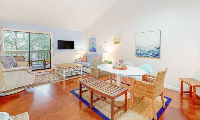Brewster Apartment | Charming second-floor retreat with a full kitchen and balcony view