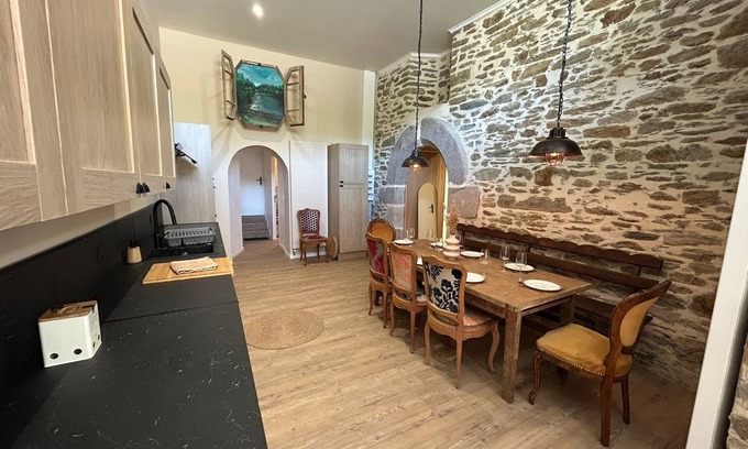 Plouneventer Apartment | Charming, spacious apartment with terrace at Brézal mill