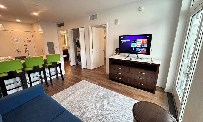 Koreatown Hotel | Chic 1BR Apartment w/Balcony Views, Rooftop Lounge, WiFi + AC DTLA/Koreatown