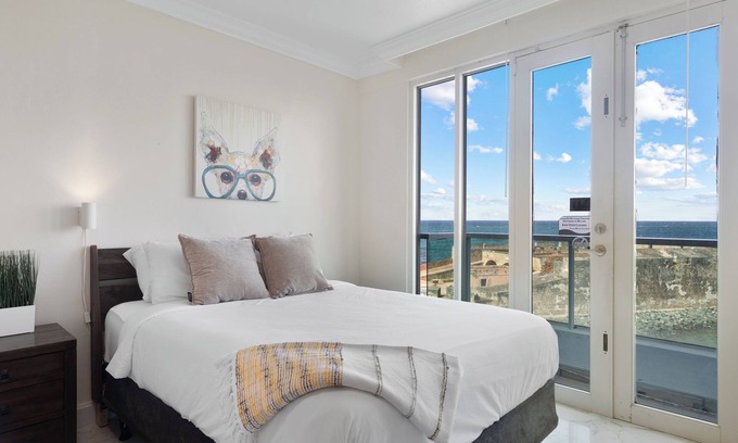Puerta de Tierra Apartment | Colonial Old San Juan | Waterfront Studio | Terrace with Coastal Vista
