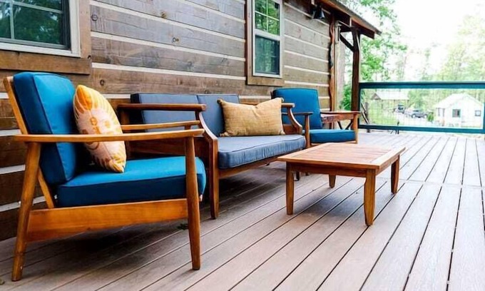 Lupton City Cabin | Colorful Log Cabin w Private Trails and Firepits
