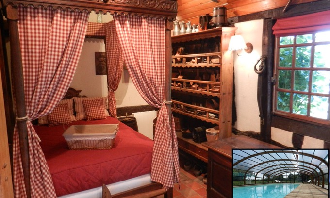 Calleville Cottage | Cottage 3 Cows: fireplace, swimming pool and jacuzzi