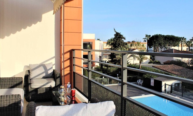 Villeneuve Loubet Beach Apartment | Cozy 2BR APT with Terrace, Pool & Parking - Steps from Beach & Station