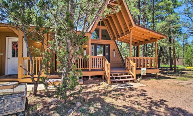 Overgaard Cottage | Cozy A-frame Cabin in Overgaard: Pets Welcome