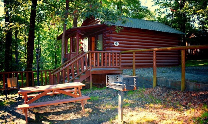 Octavia Cabin | Cozy Cabin with Fire Pit pavilion near boat ramp