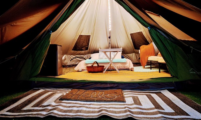 Cosby RV Rental | Creekside Glamping Tent in the Smoky Mountains at Honesuckle Springs