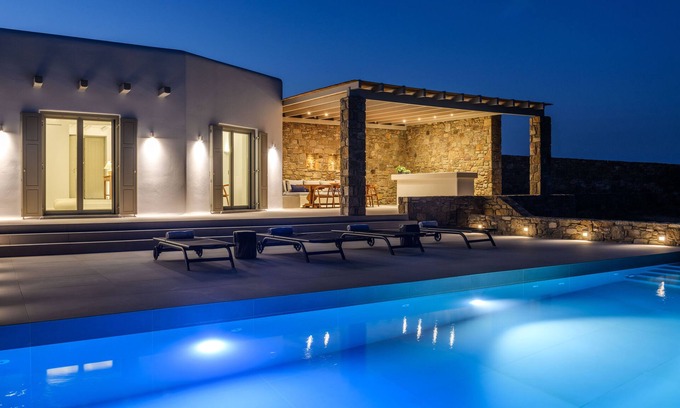 Kalafatis House | Cycladic Island Villa Arye over Kalafatis Beach/Scenic views of Aegean Sea