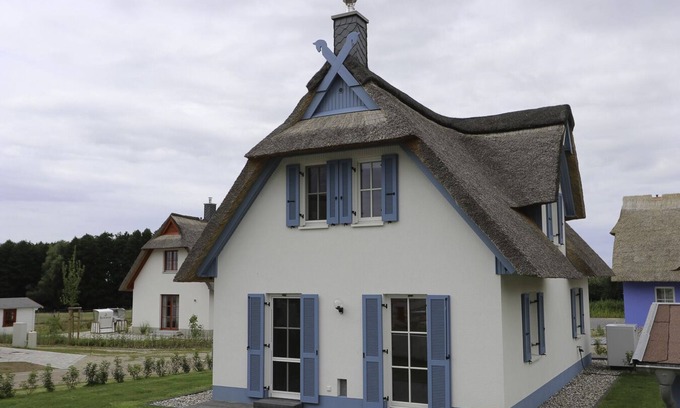Stove House | Das Reetgedeckte Ferienhaus Seeschwalbe mit Blick auf die Historische Windmühle in Stove, ist ein Traumhaftes Urlaubsdomizil