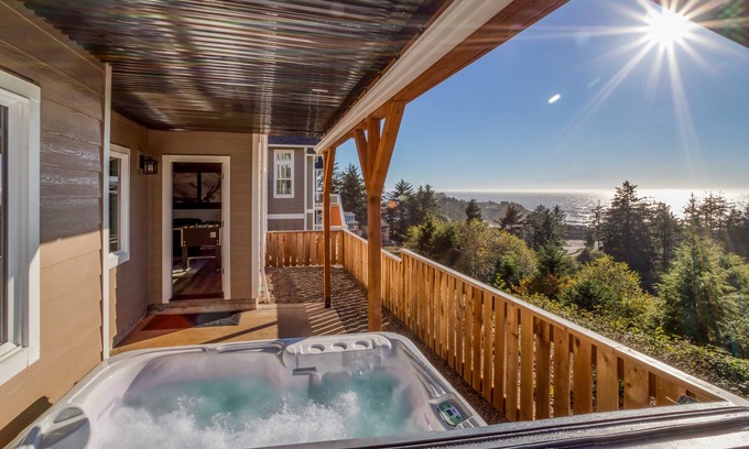 Depoe Bay House | Depoe Bay Ocean Views, Upscale Furnishings, King Suite, Foosball, and Hot Tub!