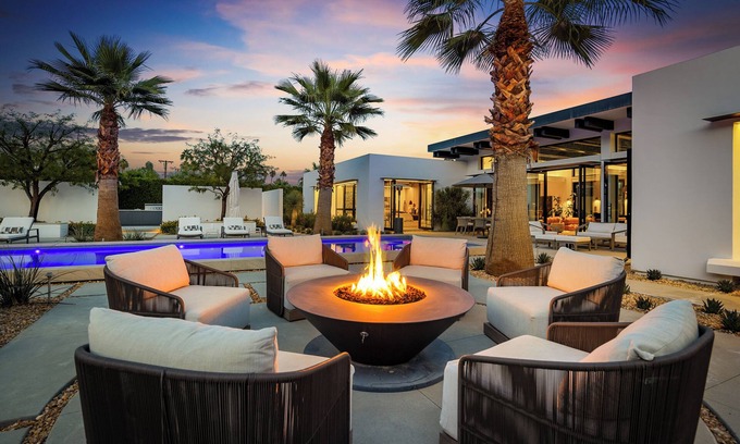 The Mesa House | Desert Prism/Palm Springs Pool Fire Pit Views