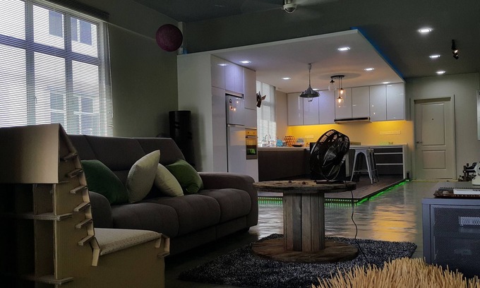 Klang Apartment | designer cozy spacious living hall and kitchen apartment
