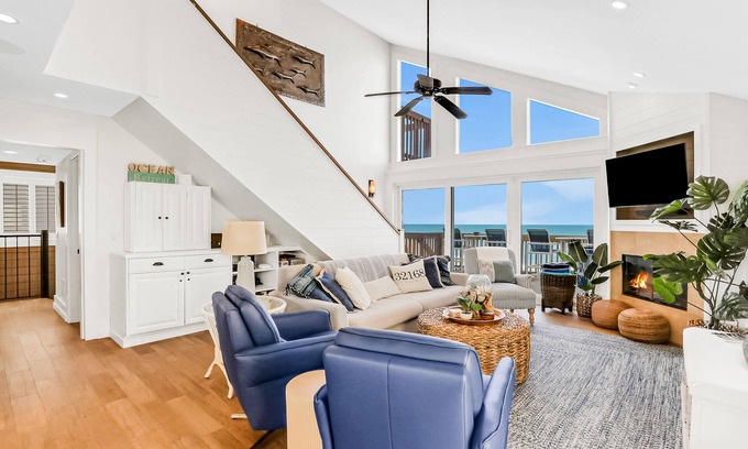 Bethune Beach House | Dog-friendly beachfront home with beach access, grill, balconies, & ocean views