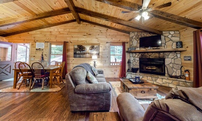 Aska Cabin | Dog-friendly cabin with private hot tub, fenced yard, and gorgeous location