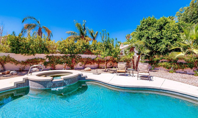 Cathedral City House | Dog-friendly home with private pool & spa, outdoor kitchen area