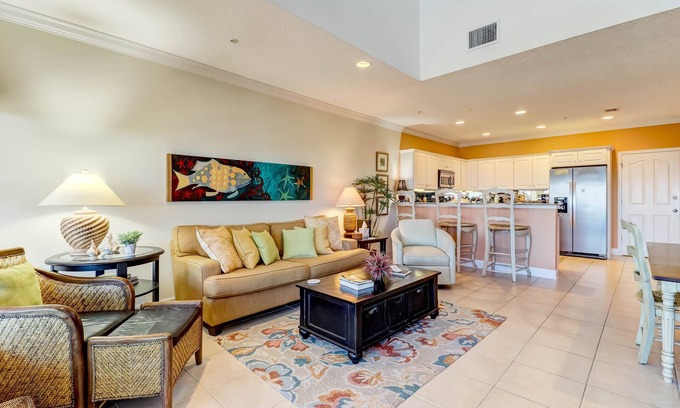 Ocean Cay Condo | DOG FRIENDLY! Luxurious and professionally decorated townhome across street from beach.