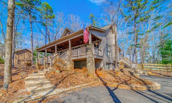 Big Canoe House | Dog-friendly retreat with hot tub, wood fireplace, pool table, & enclosed yard