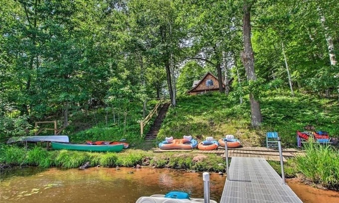 Douglas County Cottage | Dowling Lakefront Lodge: Dock, Game Room, Firepit, Fireplace