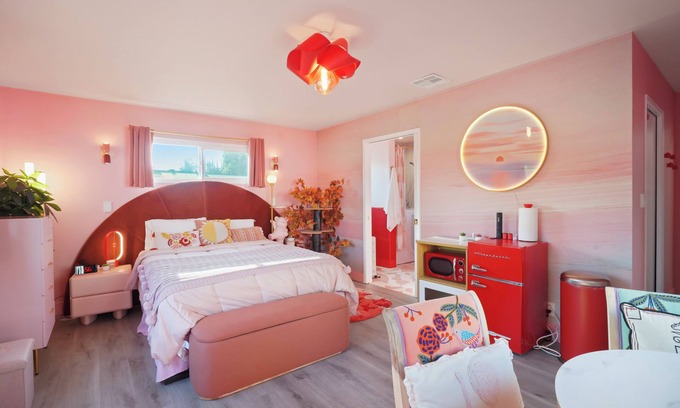 Warner Center Apartment | Dreamy Pink Glam Studio Enchanted Garden Access