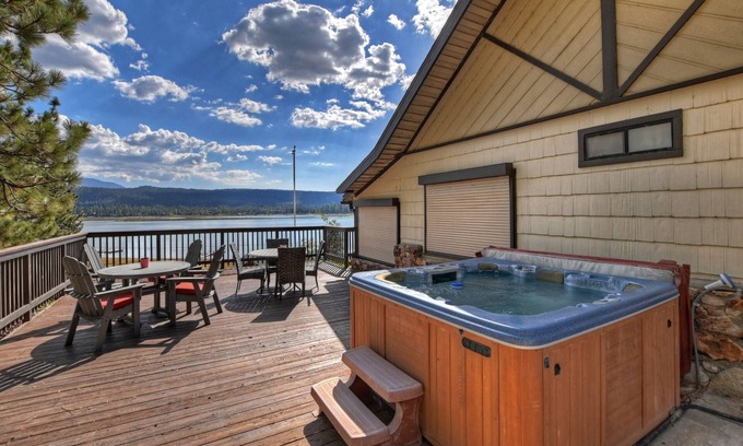 Fawnskin Cabin | Eagles Nest North by Destination Big Bear : Lake Views! Hot Tub! Internet! Cable TV! Historic Features! Huge Deck!