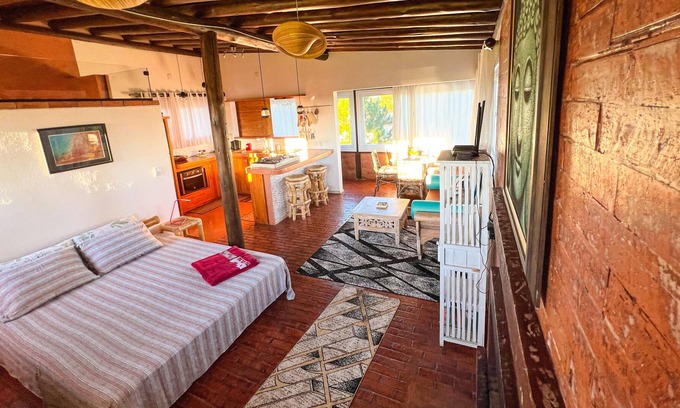Barra de Ibiraquera Apartment | Eco Loft with grass roof ♥- Stupa Ecovila