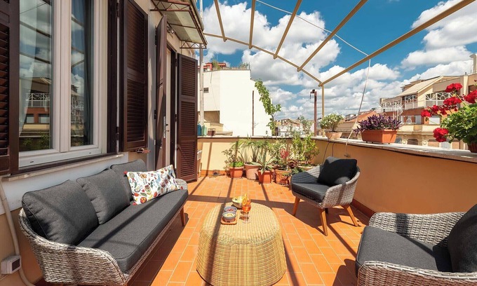 Quartiere Coppede Apartment | Elegant 2-Bed, Terraces Charming Coppedè District