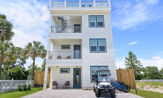 Village of Sugar Beach House | Elegant 6BR Seagrove Beach House w/Heated Pool, Bikes & Golf Cart Included