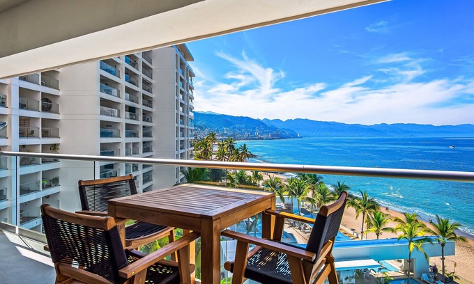 Las Glorias Condo | Elegant beachfront condo with stunning ocean views, heated pools & gym access