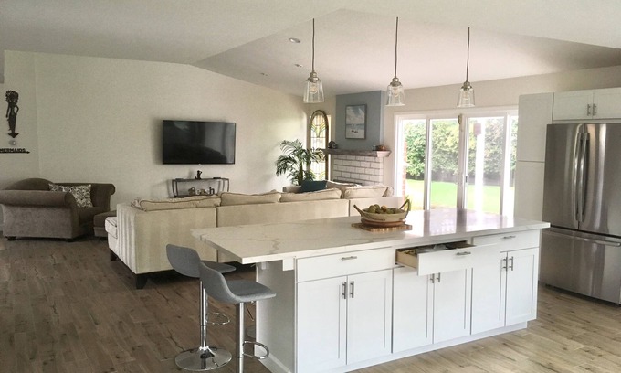 Spinnaker Hill House | Family Friendly Home, open floor plan, private pool, yard, fire pit, 5" to beach