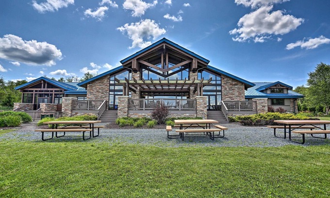 Pocono Lake House | Fire Pit & Spacious Deck: Cozy Poconos Chalet!