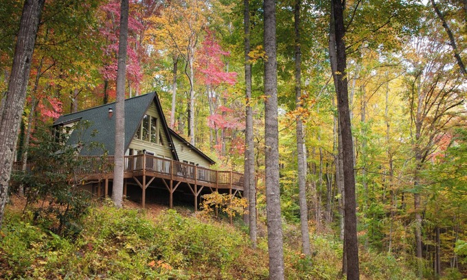 Fairview Cabin | Firepit + Mountain Views | A-Frame in Fairview | Honeycomb Hideaway by AvantStay