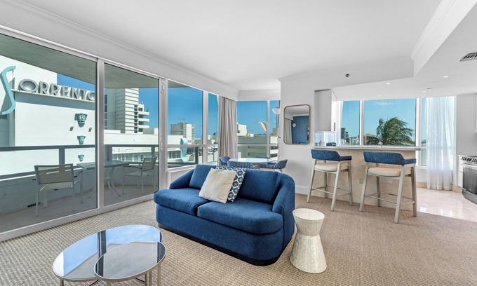Mid Beach Hotel | FontaineBleau Suite Street & Partial Ocean view