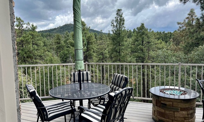 Prescott Cabin | Forest Home-Panoramic Pine Views/Arcade/Spa/Games