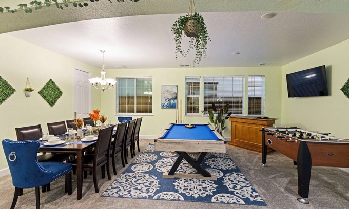 Antioch House | FUN 5BD SPACIOUS HOME—INDOOR MOVIE THEATRE, POOL TABLE, BBQ, FIRE PIT, GAMES+
