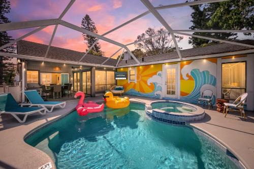 Whitney Beach House | Funky Flamingo 3Kings Beach Gear Hot Tub & Pool