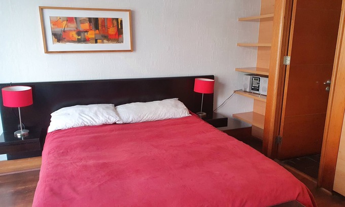 Santiago Apartment | Furnished apartment with equipped terrace and air conditioning.