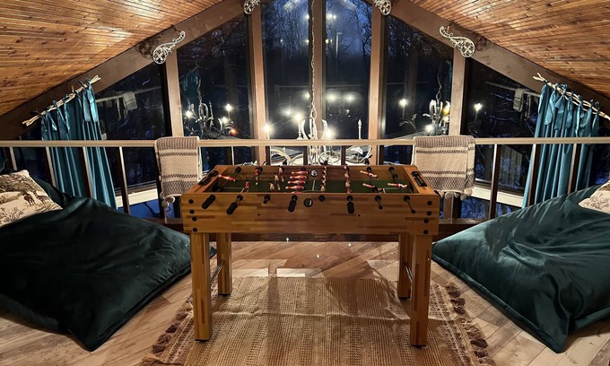 Long Pond House | Game Room! Hot tub! Close to main attractions. Central A/C.Deck.Grill. Fire pit
