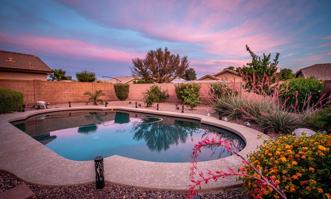 Cottonflower House | Goodyear, AZ full home with heated pool and spa and desert oasis back yard!