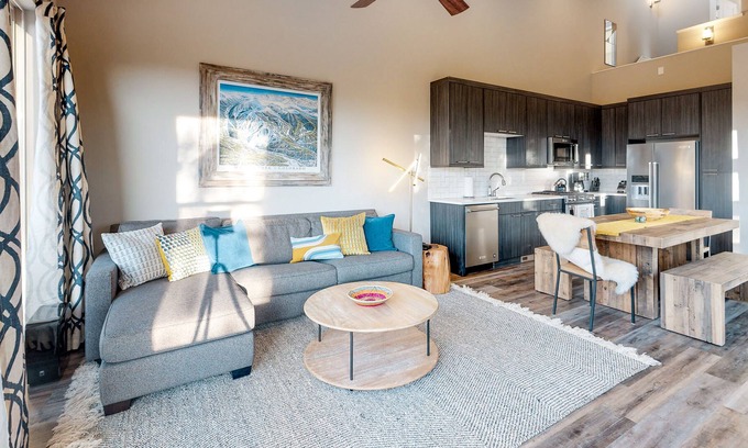Rendezvous House | Gorgeous, modern house with patio, fireplace, private hot tub, & mountain views