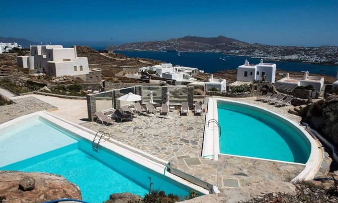 Agios Ioannis Villa | Gorgeous villa w ocean views and shared pools!