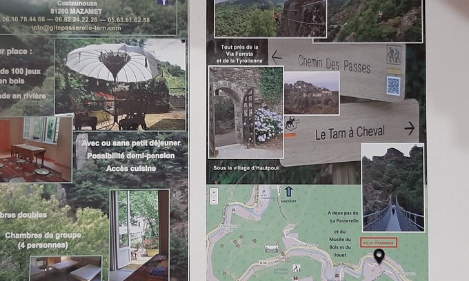 Mazamet House | Group gîte, many activities, river, footbridge, dogs ok, nature