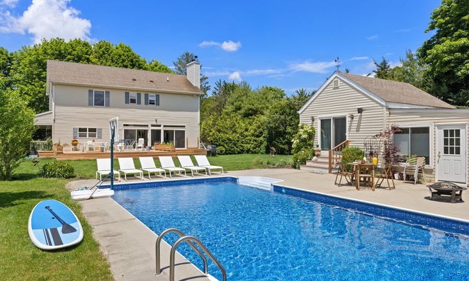 Speonk House | Hamptons Remsenburg Beach House w/pool house, zen/organic garden close to beach